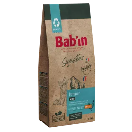 غذای خشک توله سگ نژاد کوچک با طعم مرغ بابین Babin Mini Junior With Chicken وزن 2 کیلوگرم اورجینال