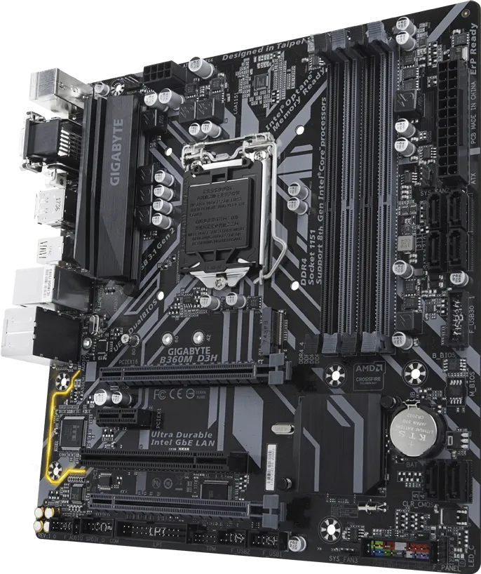 مادربورد گیگابایت B360M D3H با سوکت LGA 1151 و حافظه DDR4 استوک