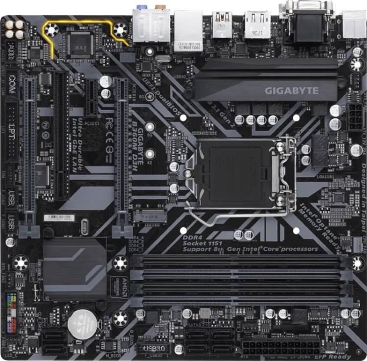 مادربورد گیگابایت B360M D3H با سوکت LGA 1151 و حافظه DDR4 استوک