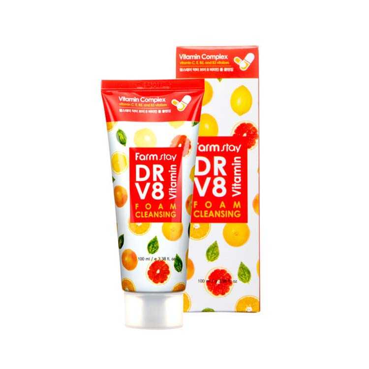 فوم شستشو صورت فارم استی مدل DR.V8 VITAMIN حجم 100میلی لیتر